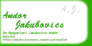 andor jakubovics business card